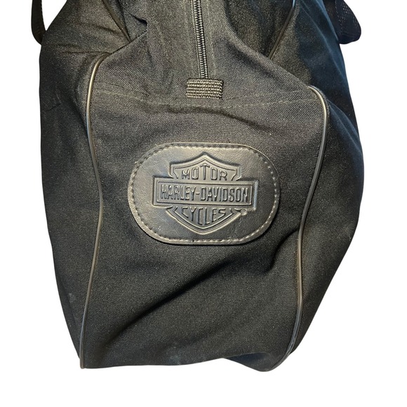Harley Davidson HOG Black Duffle Bag Travel Carry-On Luggage Motorcycle 90s VTG - Picture 1 of 9